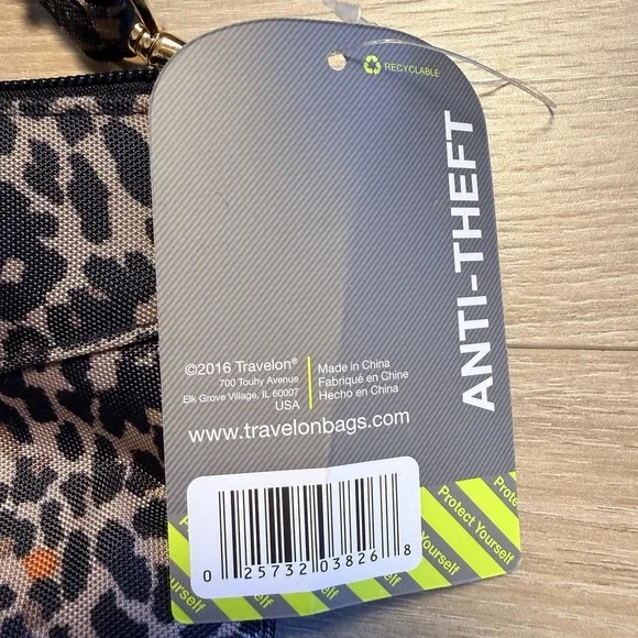 Travelon Women's Crossbody Bag Anti-Theft RFID Purse NWT Leopard Print - Picture 4 of 11